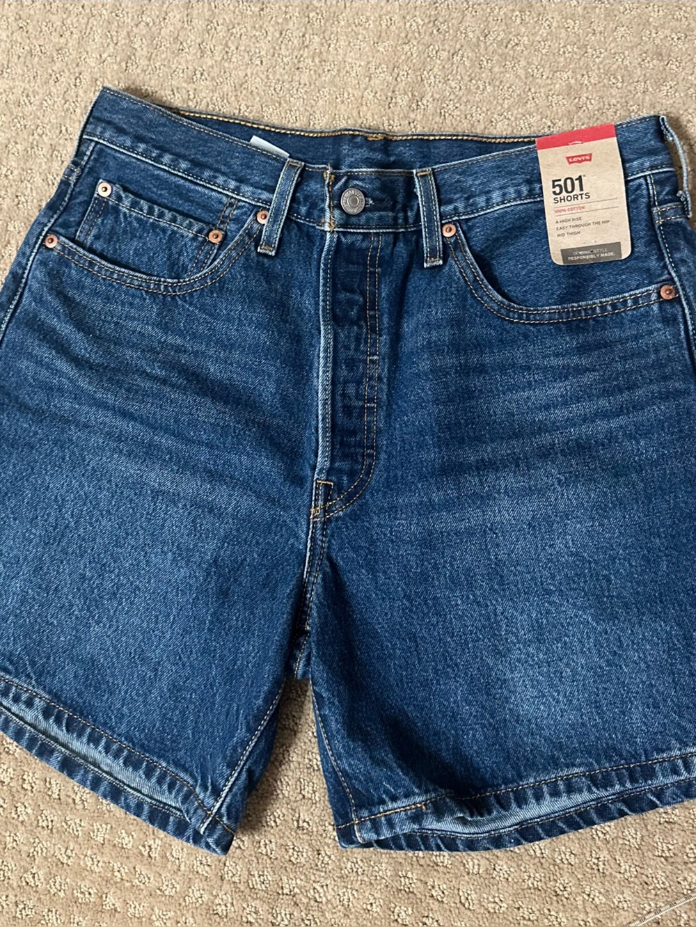 Levi's Women's  Relaxed Fit Blue Denim Shorts